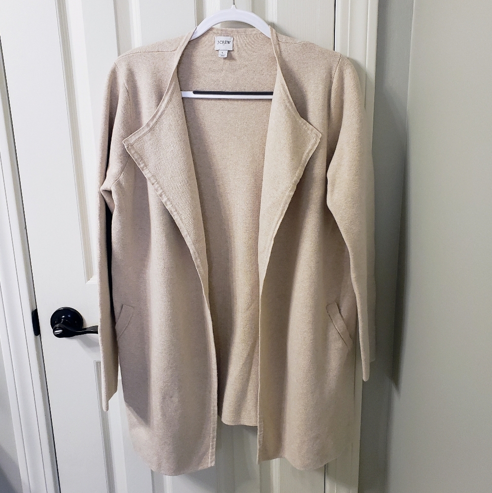 J. Crew Factory Womens Tan Cotton Open Front Vanessa Sweater Blazer